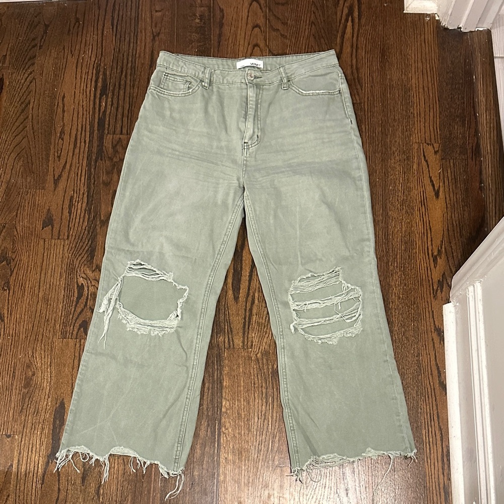 Vervet Distressed Green Women Jeans